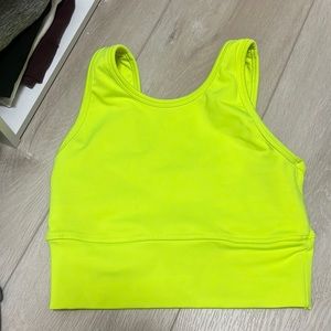 Bright yellow sports bra! (Elongated)